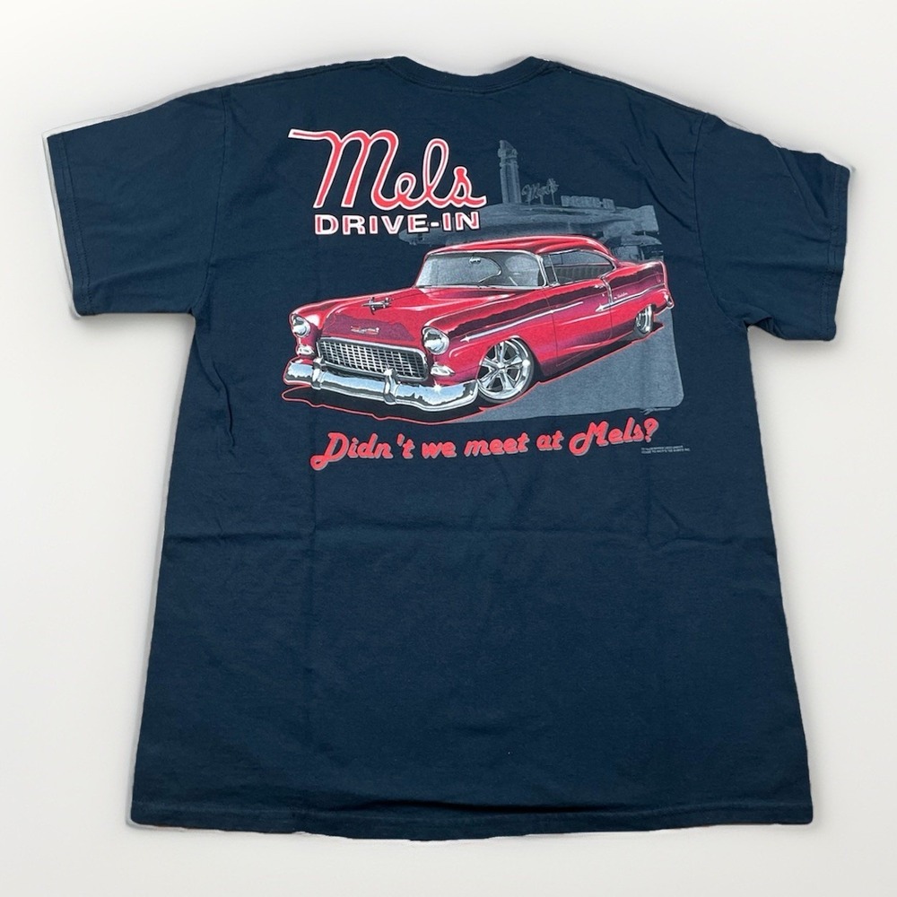 Mels Drive-in San Francisco Mens M Official T-Shirt Black Double Sided Graphic